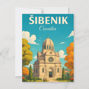 Postal Šibenik Croatia Viaje de Viajes de época PostCAR- 