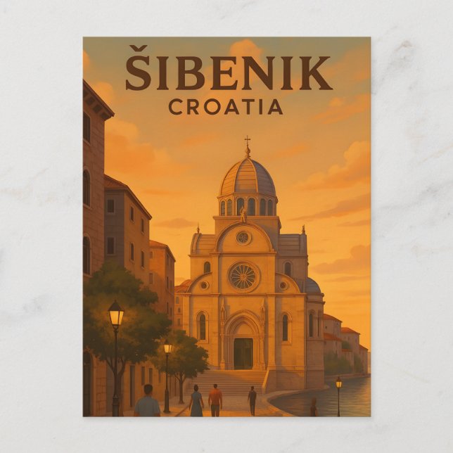 Postal Šibenik Croatia Viaje de Viajes de época PostCAR-  (Anverso)