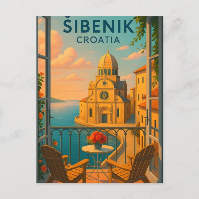 Postal Šibenik Croatia Viaje de Viajes de época PostCAR-  (Anverso)