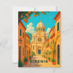 Postal Šibenik Croatia Viaje de Viajes de época PostCAR- 