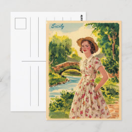 Postal Sicilia es una mujer italiana de la época de los a