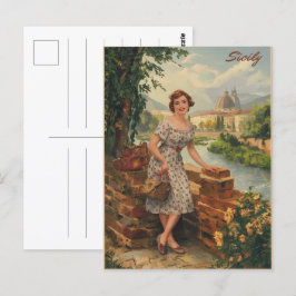 Postal Sicilia es una mujer italiana de la época de los a
