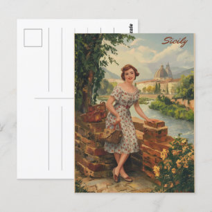 Postal Sicilia es una mujer italiana de la época de los a