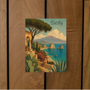 Postal Sicilia Italia Mediterráneo Isla Viaje