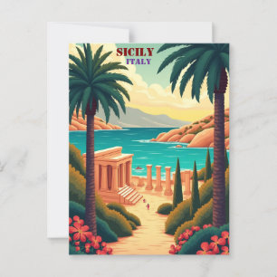 Postal Sicilia, Italia vistas costeras, encanto cultural