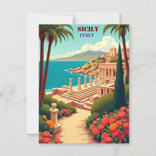 Postal Sicilia, Italia vistas costeras, encanto cultural