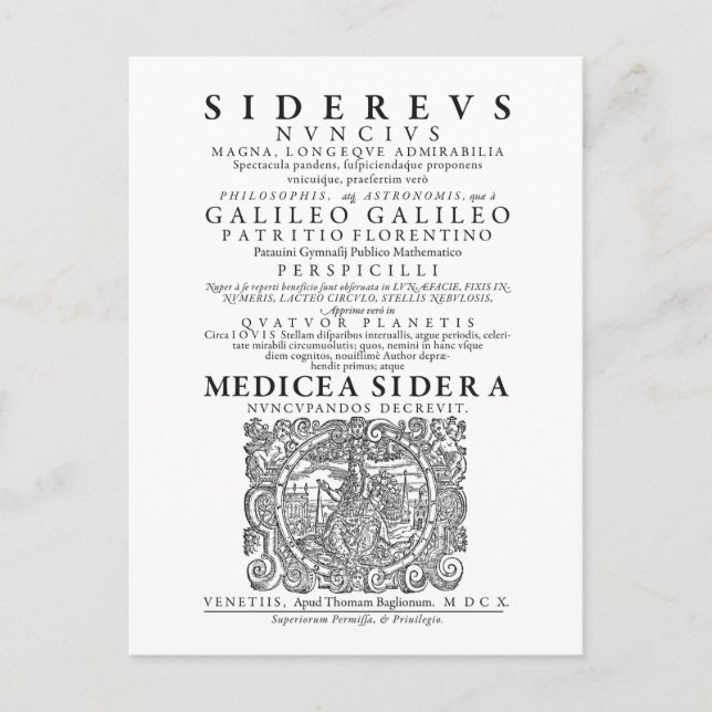 Postal Sidereus Nuncius Postcard (Anverso)