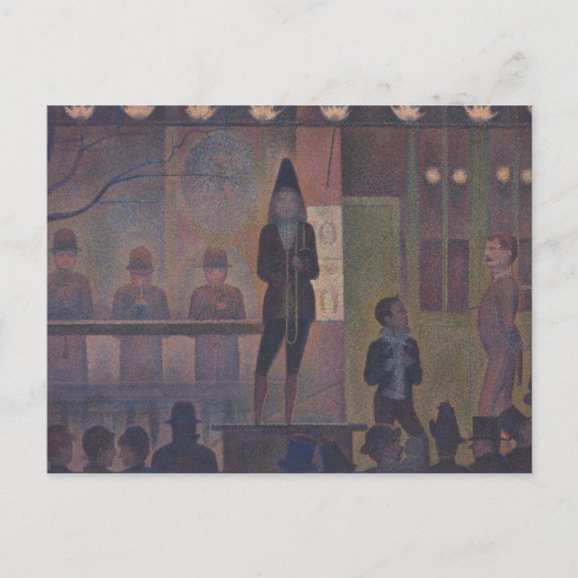 Postal Sideshow de circo por Georges Seurat Postcard (Anverso)