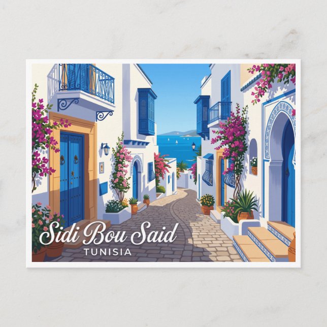 Postal Sidi Bou Said Túnez (Anverso)