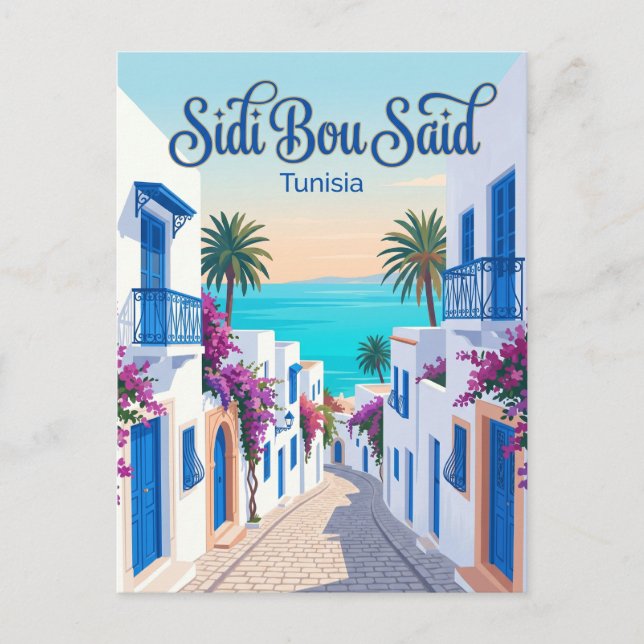 Postal Sidi Bou Said Túnez (Anverso)