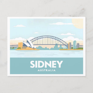 Postal Sidney Australia Opera House Pastel Travel