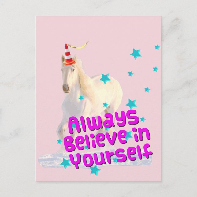 Postal Siempre te creas tu mismo tráfico Cone Unicorn Cab (Anverso)