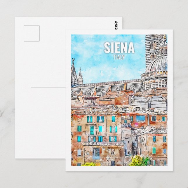Postal Siena Italia Famoso lugar de viaje acuarela (Anverso / Reverso)