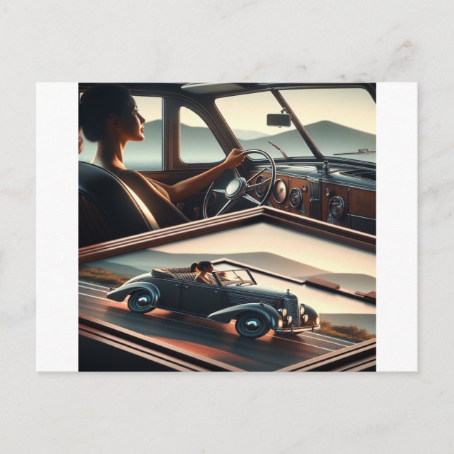 Postal Siente el estilo retro de tu auto, conduzca. (Anverso)