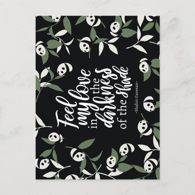 Postal Siento mi amor en la oscuridad de la sombra Negro (Anverso)