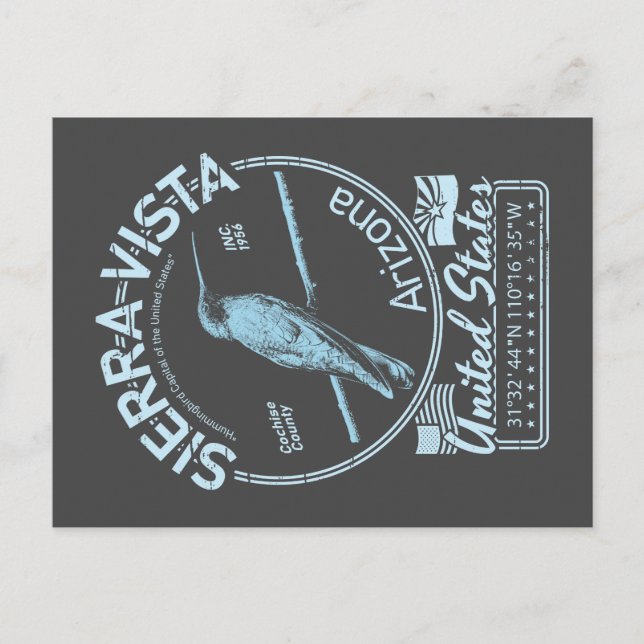 POSTAL SIERRA VISTA ARIZONA - ILUSTRACION HUMMINGBIRD (Anverso)