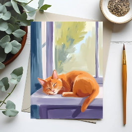Postal Siesta de gato | Aquarela de gatito naranja mascot