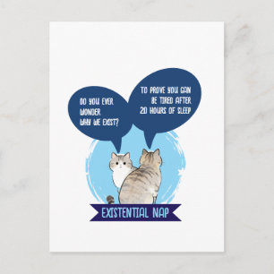 Postal Siesta existencial divertida cita de humor de gato