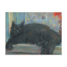Siesta interrumpida, pintura impresionista de gato