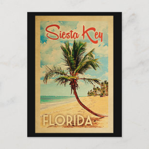 Postal Siesta Key Florida Palm Tree Beach Vintage Travel