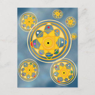 Postal Siete estrellas en un estilo de arte insular