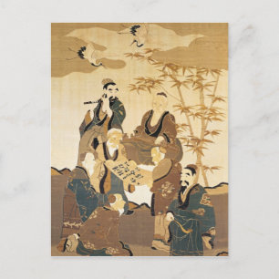 Postal Siete hombres sabios en el bosque de bambú