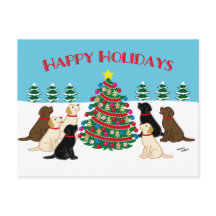 Siete labradores y árboles de Navidad