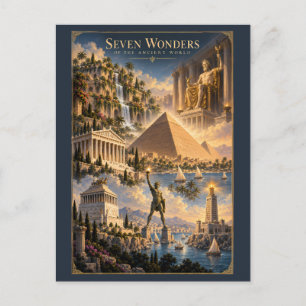 Postal Siete Maravillas del Mundo Arte Histórico