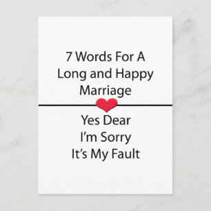 Postal Siete palabras para un matrimonio largo y feliz