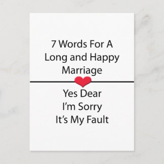 Postal Siete palabras para un matrimonio largo y feliz