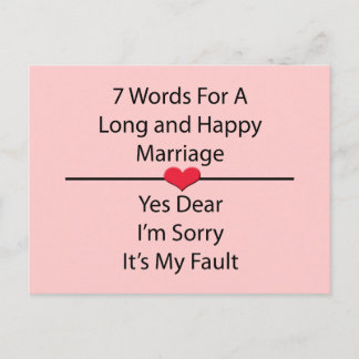Postal Siete palabras para un matrimonio largo y feliz