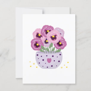 Postal Siete panes rosas en un jarrón