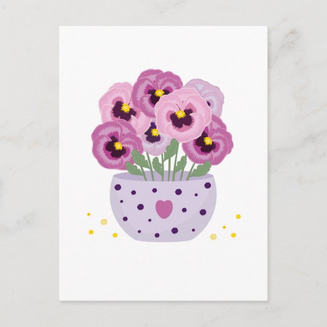 Postal Siete panes rosas en un jarrón (Anverso)