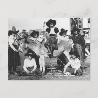 Postal Siete vaqueras del rodeo jocosamente que presentan