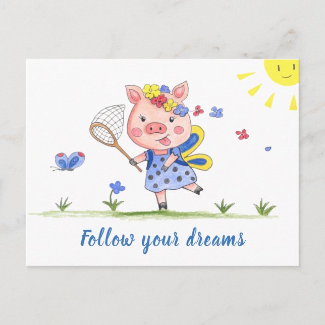 Postal Siga su cochinillo de Dreams//Funny (Anverso)