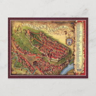 Postal Sighisoara, mapa de representación pictorial