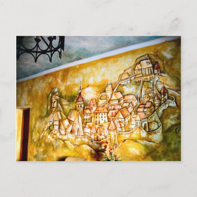 Postal Sighisoara, mural de la ciudad medieval (Anverso)