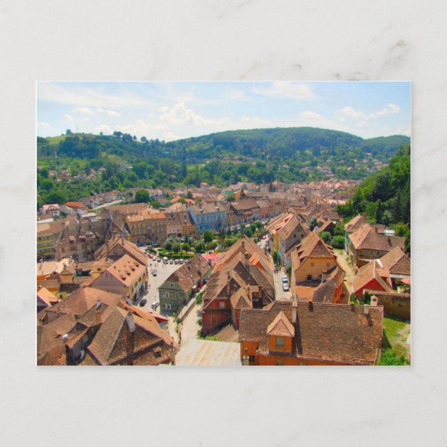 Postal Sighisoara, techos de la ciudad (Anverso)