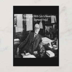 Postal Sigmund Freud en su oficina & Cita divertida de ga