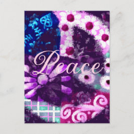 Postal Signo abstracto de paz arte hippie morado rosado