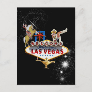 Postal Signo de bienvenida de Las Vegas en un fondo estel