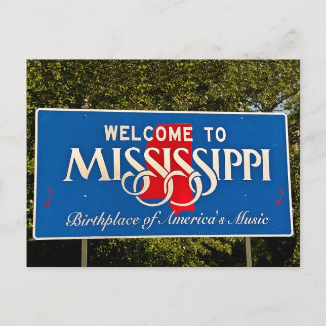 Postal Signo de bienvenida de Mississippi (Anverso)