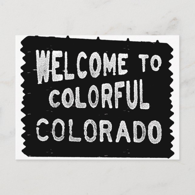 Postal Signo de bienvenida negro colorido de Colorado (Anverso)