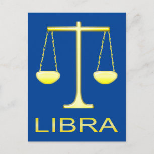 Postal Signo de estrella de balanzas de oro de Libra