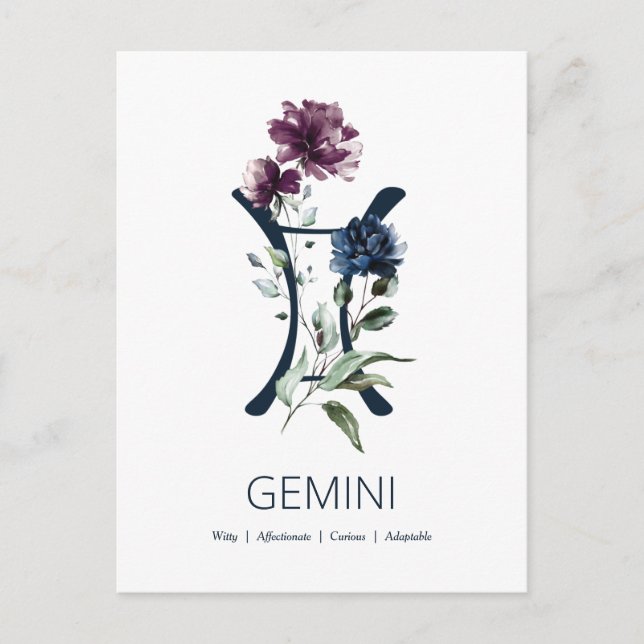 Postal Signo de estrella zodiac Gemini (Anverso)
