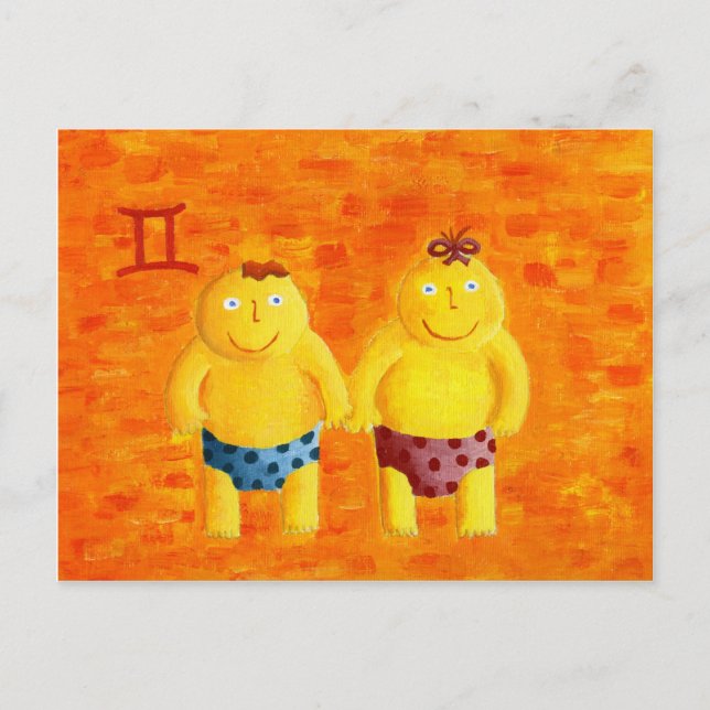 Postal Signo de estrella zodiaca del horiscopio de Gemini (Anverso)