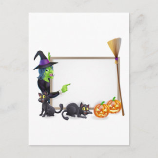 Postal Signo de fondo de bruja de Halloween