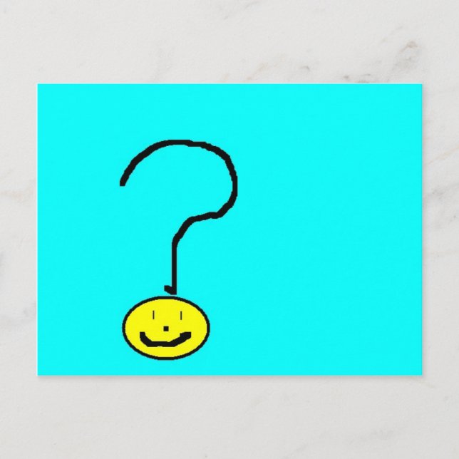 Postal signo de interrogación cara sonriente linda, arte  (Anverso)