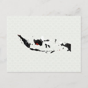 Postal Signo de la paz de Indonesia con mapa indonesio