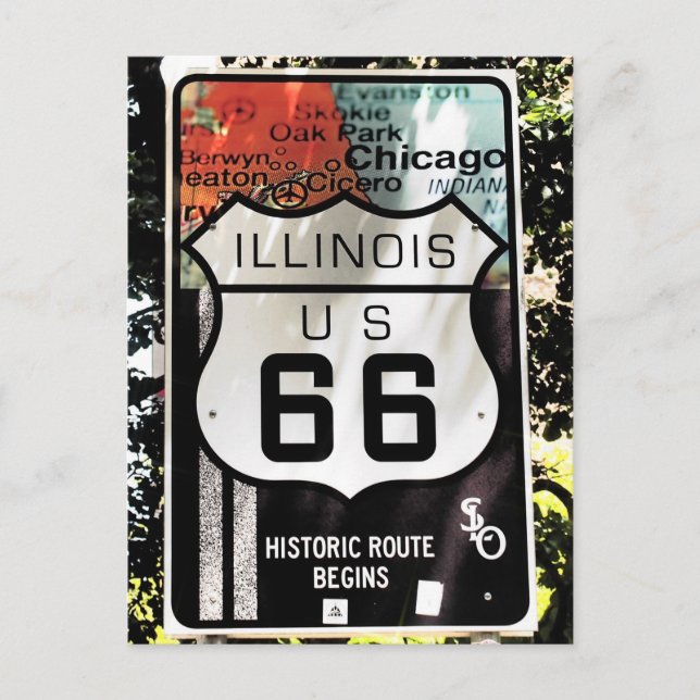 Postal Signo de la U.S. ROUTE 66 Illinois